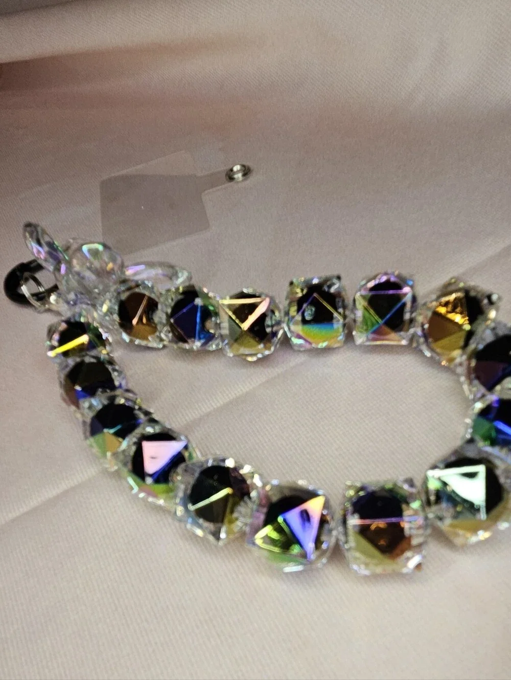 Butterfly Crystal Like Clear Acrylic Phone Lanyard With Purple Iridescent Accent